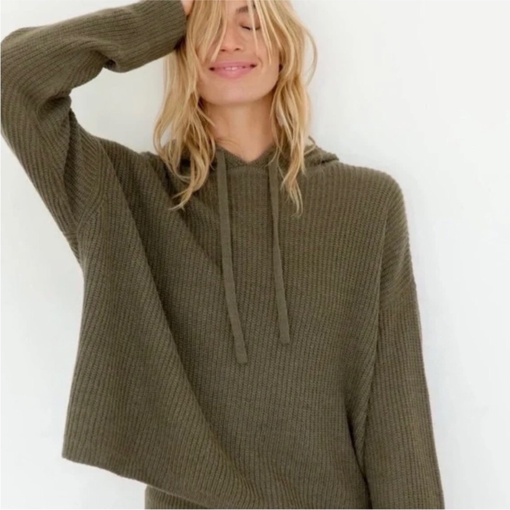 JENNI KAYNE Alpaca Fisherman Hoodie Olive